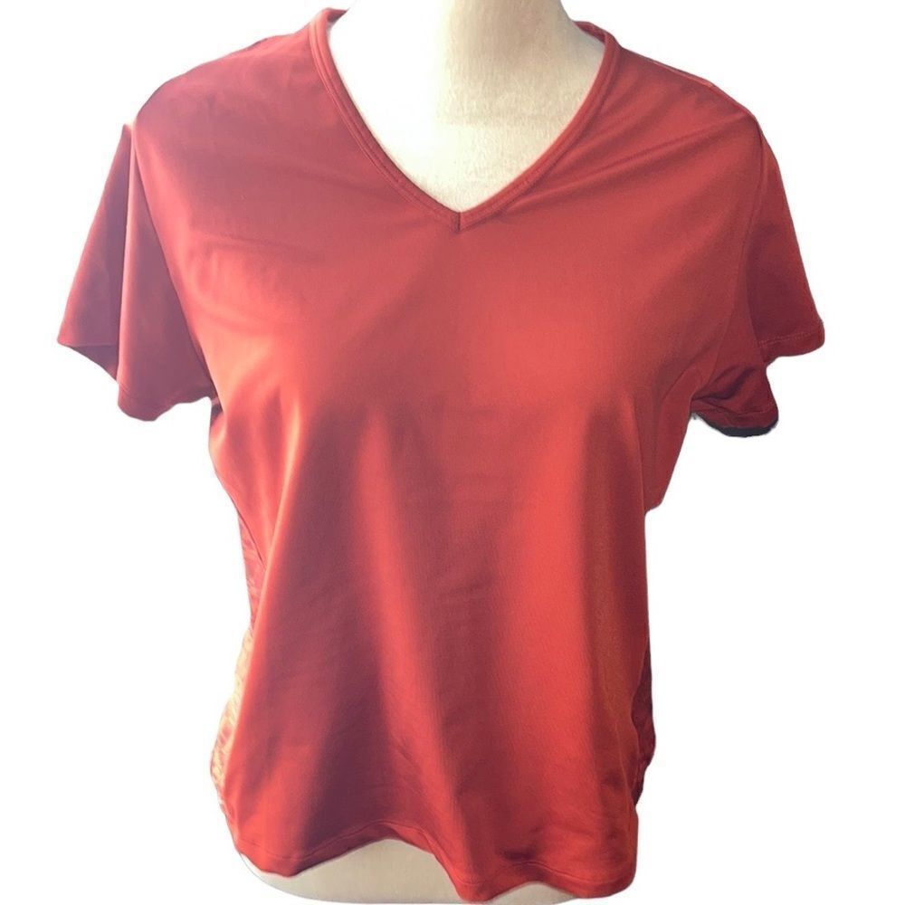 Columbia Titanium Women’s Rust Orange Colored Short Sleeve Top Athleisure Large